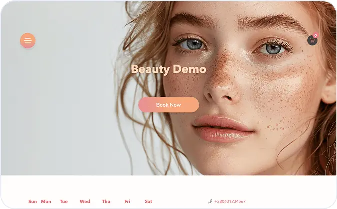 Beauty salon booking page template preview