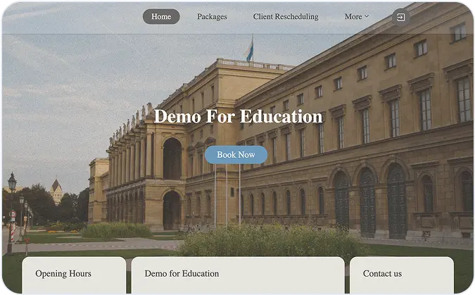 Education booking page template preview