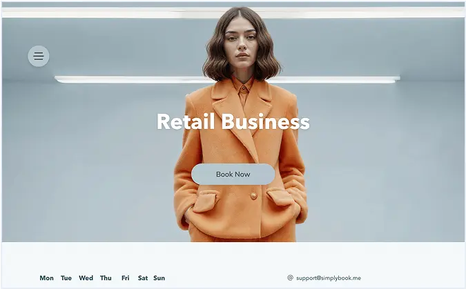 Retail booking page template preview